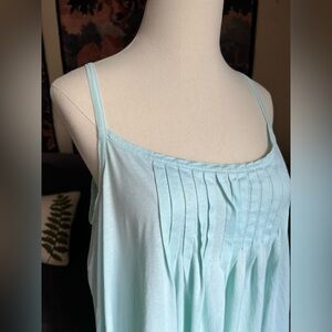 Light Aqua Pleated Spaghetti Strap Nightgown